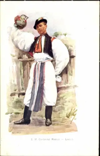 Künstler Ak Gardavska, M., Rekrut, Legrut, Trachten Slowakei