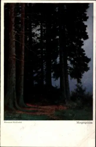 Künstler Ak Rüdisühli, H., Morgengrauen, Wald, Bäume
