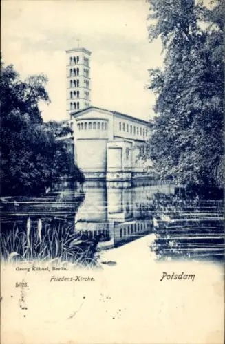 Ak Potsdam, Friedens-Kirche,  Wasserreflexion, Georg Kübnel, Berlin