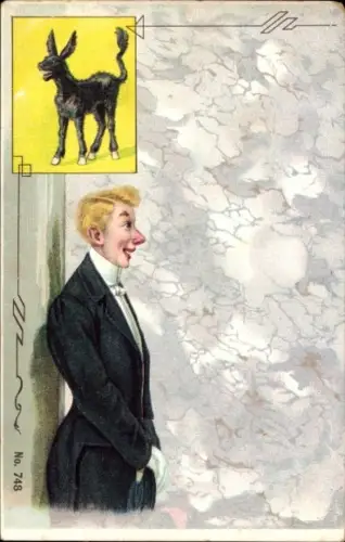 Litho Portrait eines jungen Mannes, Esel