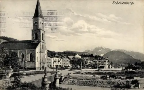 Ak Schellenberg Marktschellenberg Markt Schellenberg in Oberbayern, Kirche, Brücke