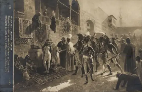 Künstler Ak Orange, Maurice, Bonaparte besucht einen Sklavenmarkt in Cairo