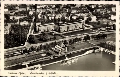 Ak Mülheim an der Ruhr in Nordrhein Westfalen, Fliegeraufnahme vom Wasserbahnhof