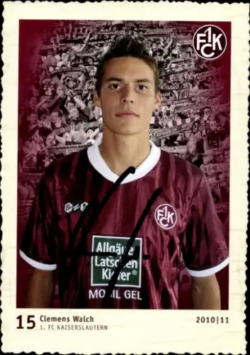 Autogrammkarte Fußballer Clemens Walch, 1. FC Kaiserslautern, Autogramm