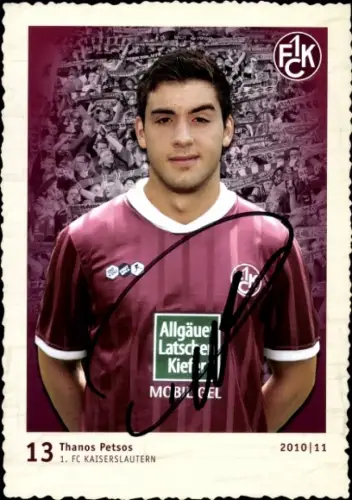 Autogrammkarte Fußballer Thanos Petsos, 1. FC Kaiserslautern, Autogramm