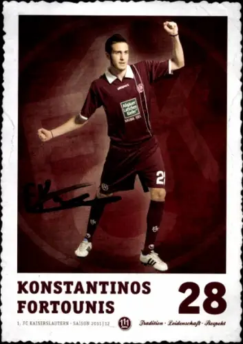 Autogrammkarte Fußballer Konstantinos Fortounis, 1. FC Kaiserslautern, Autogramm