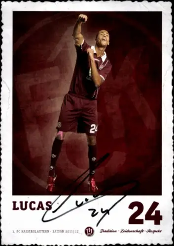 Autogrammkarte Fußballer Lucas, 1. FC Kaiserslautern, Autogramm