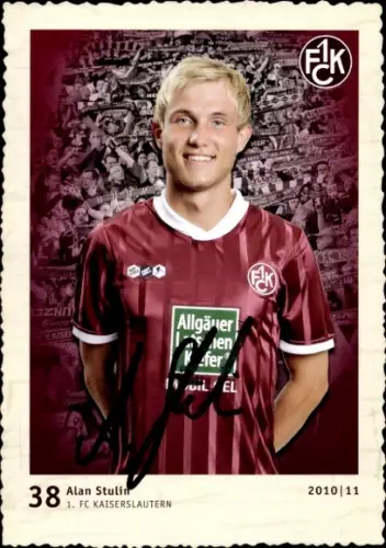 Autogrammkarte Fußballer Alan Stulin, 1. FC Kaiserslautern, Autogramm