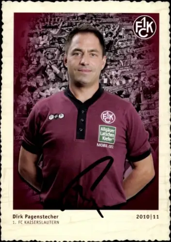 Autogrammkarte Physiotherapeut Dirk Pagenstecher, 1. FC Kaiserslautern, Autogramm