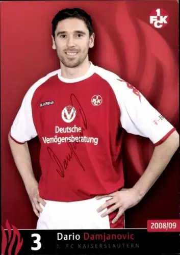 Autogrammkarte Fußballer Dario Damjanovic, 1. FC Kaiserslautern, Autogramm