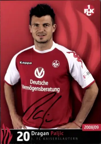 Autogrammkarte Fußballer Dragan Paljic, 1. FC Kaiserslautern, Autogramm