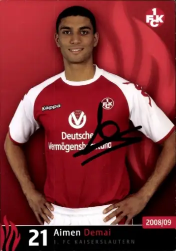 Autogrammkarte Fußballer Aimen Demai, 1. FC Kaiserslautern, Autogramm
