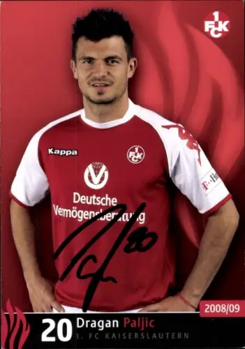 Autogrammkarte Fußballer Dragan Paljic, 1. FC Kaiserslautern, Autogramm