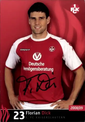 Autogrammkarte Fußballer Florian Dick, 1. FC Kaiserslautern, Autogramm