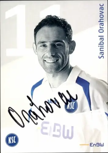 Autogrammkarte Fußballer Sanibal Orahovac, Karlsruher SC, Autogramm