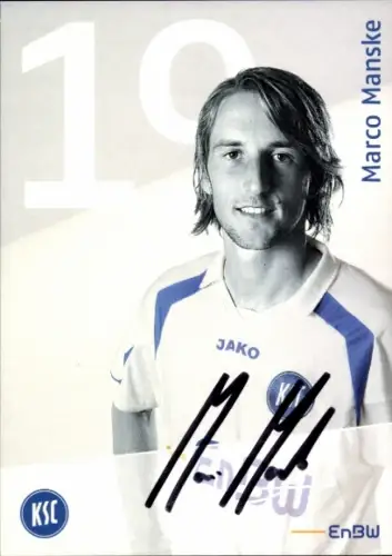Autogrammkarte Fußballer Marco Manske, Karlsruher SC, Autogramm