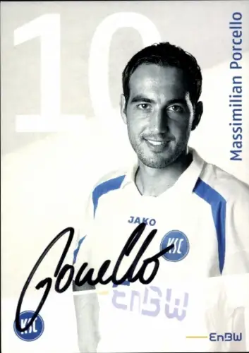 Autogrammkarte Fußballer Massimilian Porcello, Karlsruher SC, Autogramm