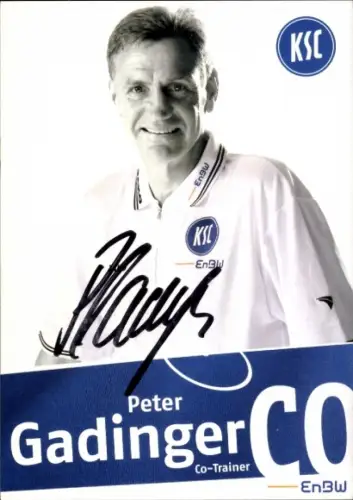 Autogrammkarte Co Trainer Peter Gadinger, Karlsruher SC, Autogramm
