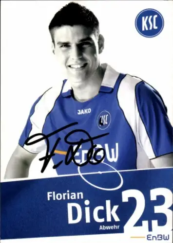 Autogrammkarte Fußballer Florian Dick, Karlsruher SC, Autogramm