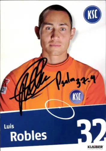 Autogrammkarte Fußballer Luis Robles, Karlsruher SC, Autogramm
