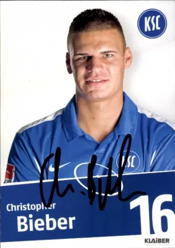 Autogrammkarte Fußballer Christopher Bieber, Karlsruher SC, Autogramm