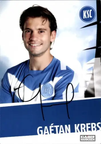 Autogrammkarte Fußballer Gaétan Krebs, Karlsruher SC, Autogramm
