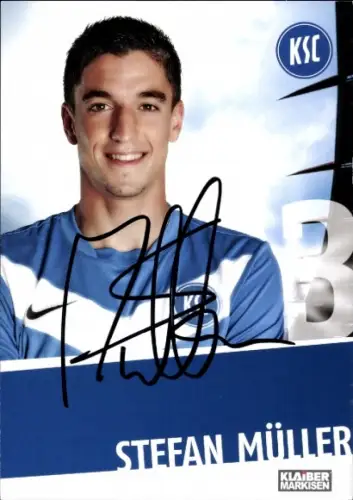 Autogrammkarte Fußballer Stefan Müller, Karlsruher SC, Autogramm