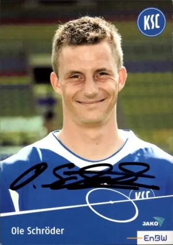 Autogrammkarte Fußballer Ole Schröder, Karlsruher SC, Autogramm