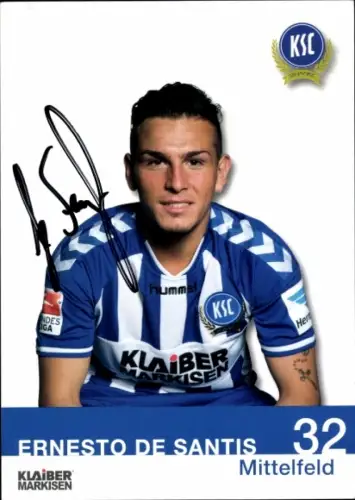 Autogrammkarte Fußballer Ernesto de Santis, Karlsruher SC, Autogramm