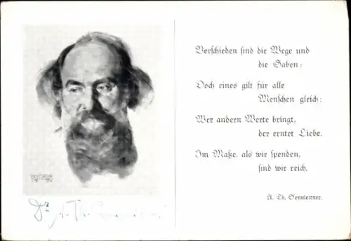 Ak Dichter und Volksbildner Dr. U. Tluchor Sonnleitner, Gedicht, Portrait