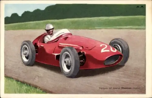 Künstler Ak Voiture de course Maserati, Italie, Rennwagen
