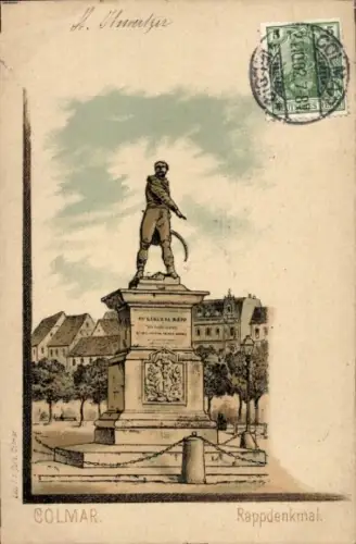 Litho Colmar Kolmar Elsass Haut Rhin, Rappdenkmal