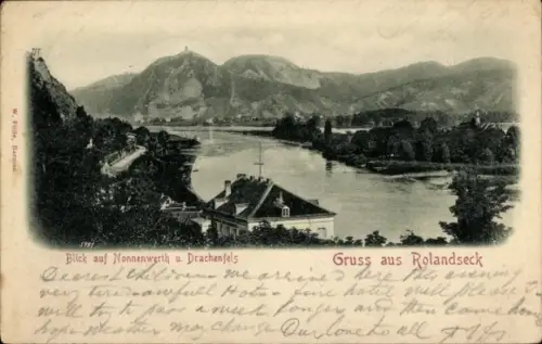 Ak Rolandseck Remagen am Rhein, Blick auf Nonnenwerth, Drachenfels, Rheinlandschaft,  aus Rolands