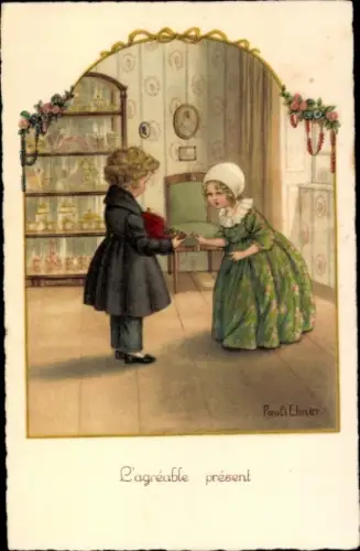 Künstler Ak Pauli Ebner, Kinder, Geschenk