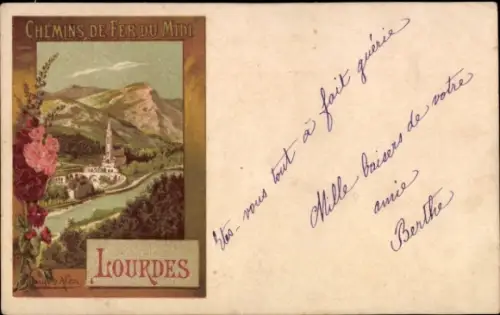 Künstler Ak Lourdes Hautes Pyrénées, Chemin der Fer du Midi