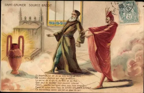 Ak Saint Galmier Loire, Faust und Mephisto, Quelle Bradoit, Werbung