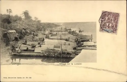 CPA Congo Belge DR Kongo Zaire, Village sur la Lomami