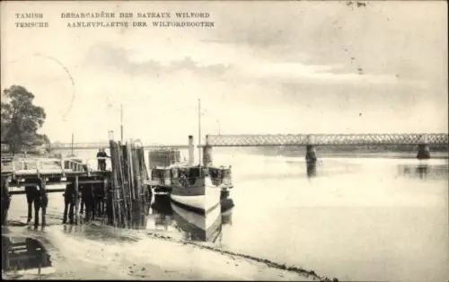 Ak Tamise Temse Temsche Ostflandern, Debarcadère des Bateaux Wilford