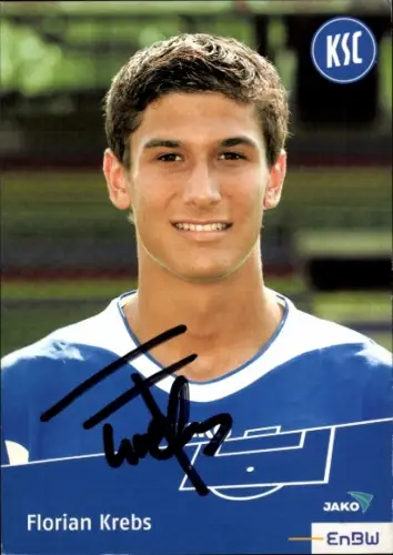 Autogrammkarte Fußballer Florian Krebs, Karlsruher SC, Autogramm