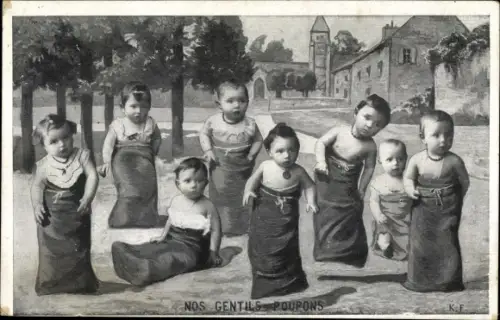 Ak Nos Gentils Poupons, Fotomontage, Babys