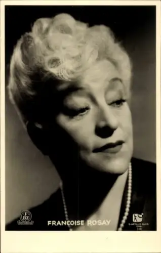 Ak Schauspielerin Francoise Rosay, Portrait, Perlenkette