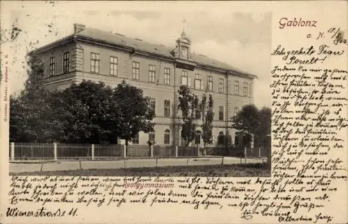 Ak Jablonec nad Nisou Gablonz an der Neiße Region Reichenberg, Realgymnasium