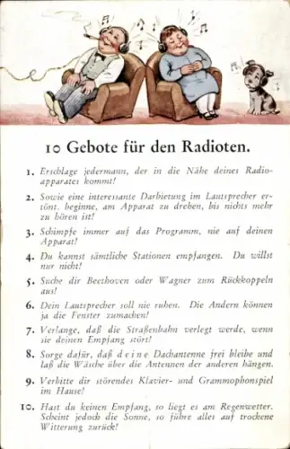 Ak 10 Gebote für den Radioten, Humor