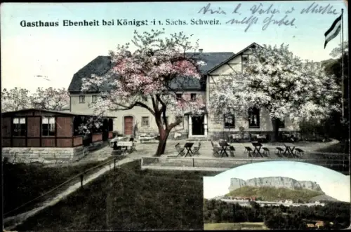 Ak Ebenheit Königstein an der Elbe Sächsische Schweiz, Gasthaus, Felsen
