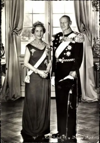 Ak König Frederik IX von Dänemark, Ingrid von Schweden, Portrait