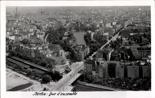 Foto Ak Berlin Charlottenburg, Lietzensee, Blick vom Funkturm, Bahnhof