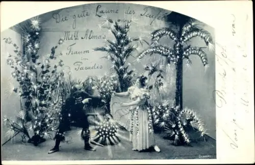 Ak Theaterszene, Die gute Laune des Teufels, Mdll. Almas Traum im Paradies