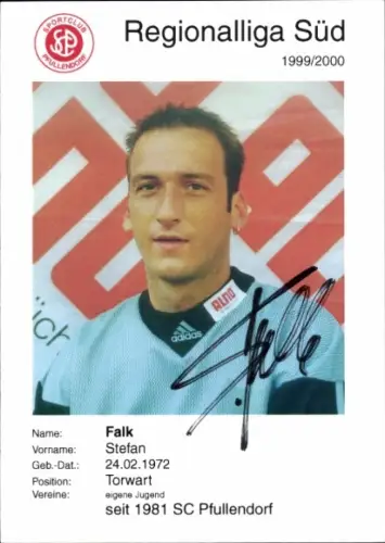 Autogrammkarte Fußballer Stefan Falk, SC Pfullendorf, Autogramm