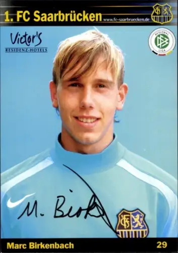 Autogrammkarte Fußballer Marc Birkenbach, 1. FC Saarbrücken, Autogramm