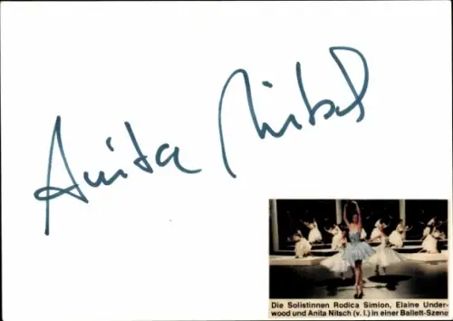Autogrammkarte Balletttänzerin Anita Nitsch, Zeitungsartikel, Autogramm